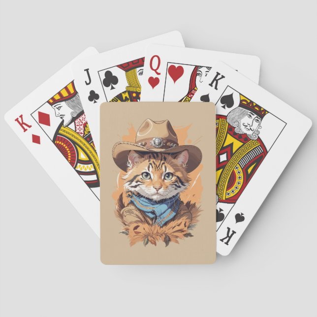 Vintage Cowboy Kitten Design Playing Cards (Back)