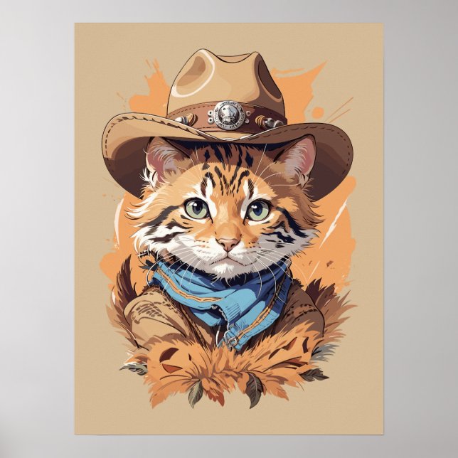 Vintage Cowboy Kitten Design Poster (Front)