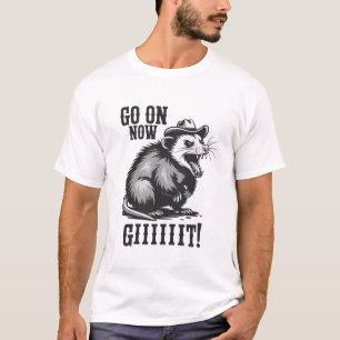 Vintage Cowboy Opossum Go On Now Git Western  T-Shirt