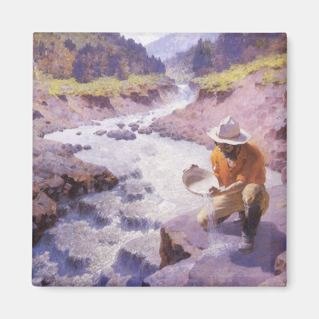 Vintage Cowboy, Panning Gold, Wyoming by Leigh Magnet (Front)