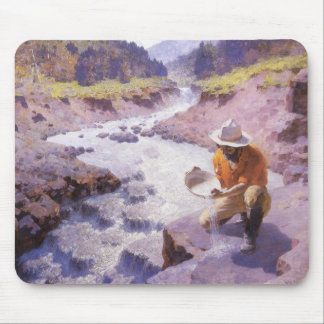 Vintage Cowboy, Panning Gold, Wyoming by Leigh Mouse Pad