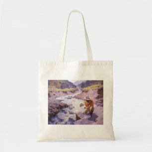 Vintage Cowboy, Panning Gold, Wyoming by Leigh Tote Bag