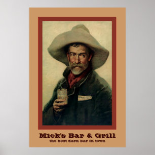 Vintage Cowboy Personalised Bar Poster