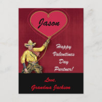 Vintage Cowboy  Red Romantic Heart