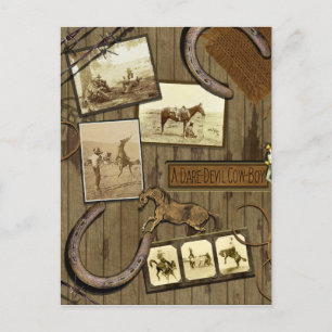 Vintage Cowboy Scrapbook Postcard