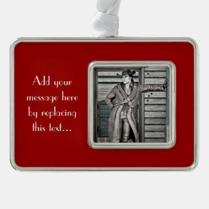 Vintage Cowboy Silver Plated Framed Ornament