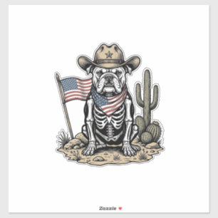 Vintage Cowboy Skeleton Dog Patriotic Shirt Design