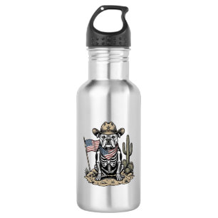 Vintage Cowboy Skeleton Dog Patriotic Shirt Design 532 Ml Water Bottle