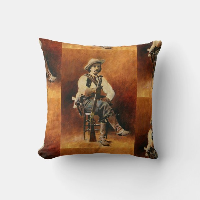 Vintage Cowboy Square Throw Cushion (Front)