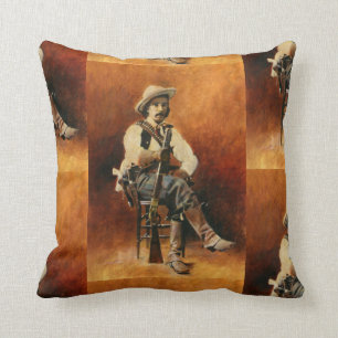 Vintage Cowboy Square Throw Cushion