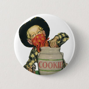 Vintage Cowboy Toy Gun Hand in the Cookie Jar 6 Cm Round Badge