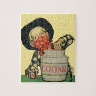 Vintage Cowboy Toy Gun Hand in the Cookie Jar Jigsaw Puzzle