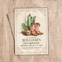 Vintage Cowboy Western Boots Hat and Desert Cactus