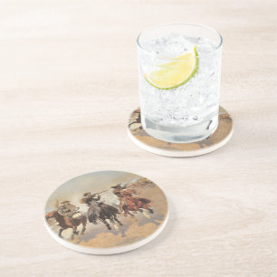 Vintage Cowboys, A Dash For Timber by Remington Coaster