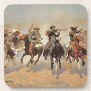 Vintage Cowboys, A Dash For Timber by Remington Coaster