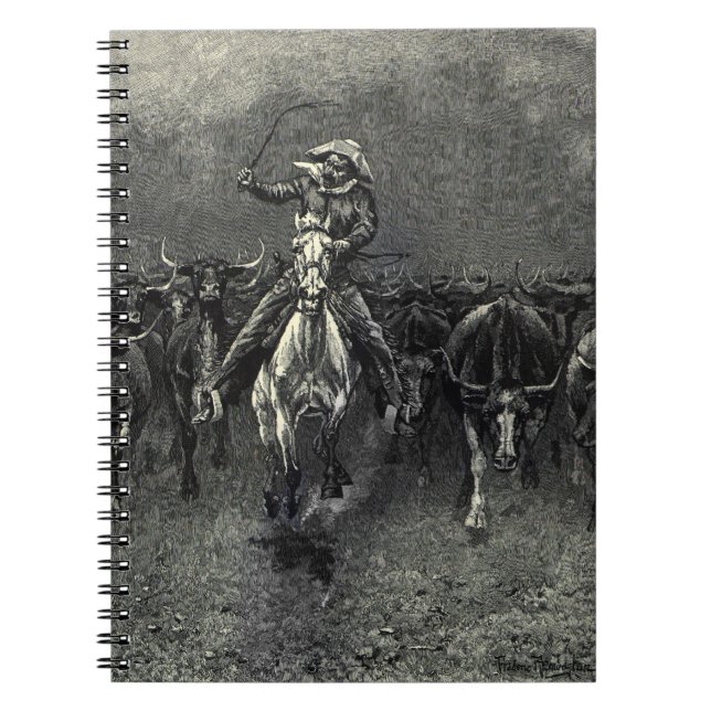 Vintage Cowboys, A Stampede by Frederic Remington Notebook (Front)