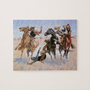 Vintage Cowboys, Aiding a Comrade by Remington Jigsaw Puzzle