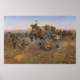 Vintage Cowboys, Camp Cook's Trouble by CM Russell Poster