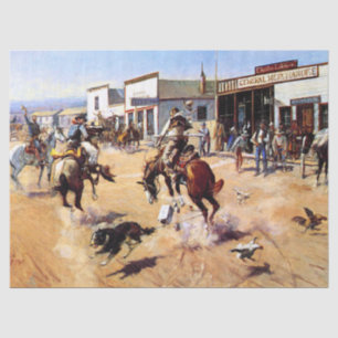 Vintage Cowboys Guns Horse Bank Robbery Decoupage Tissue Paper