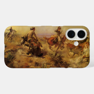 Vintage Cowboys, Jerked Down by CM Russell iPhone 16 Case