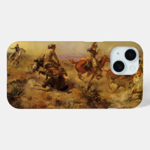 Vintage Cowboys, Jerked Down by CM Russell iPhone 15 Case