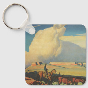 Vintage Cowboys, Open Range by Maynard Dixon Key Ring
