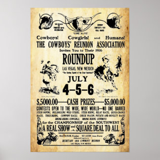 Vintage Cowboys Reunion Roundup Print