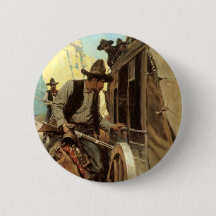 Vintage Cowboys, The Admirable Outlaw by NC Wyeth 6 Cm Round Badge