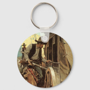 Vintage Cowboys, The Admirable Outlaw by NC Wyeth Key Ring