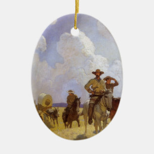 Vintage Cowboys, The Parkman Outfit by NC Wyeth Ceramic Ornament