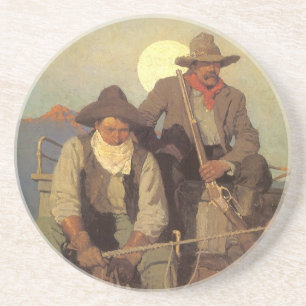 Vintage Cowboys, The Pay Stage by NC Wyeth Coaster