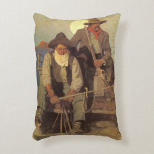 Vintage Cowboys, The Pay Stage by NC Wyeth Decorative Cushion