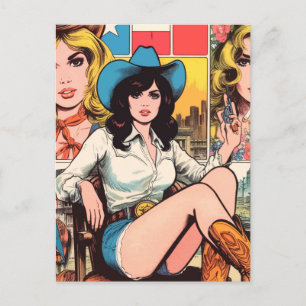 Vintage Cowgirl Comics Postcard