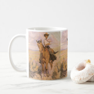 Vintage Cowgirl Cowboy, Woman on Horse by Dunton Coffee Mug