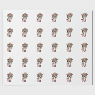 Vintage Cowgirl Horse With Flowers and Pink Drink Wrapping Paper