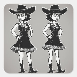 Vintage Cowgirl LBD Sticker