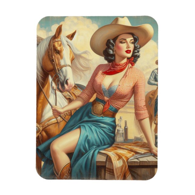 Vintage Cowgirl Magnet (Vertical)