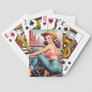 Vintage Cowgirl Pin Up Playing Cards