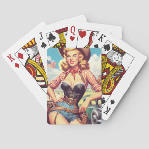 Vintage Cowgirl Pin Up Playing Cards