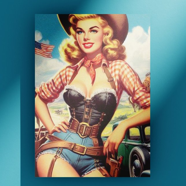 Vintage Cowgirl Pin Up Postcard (Creator Uploaded)