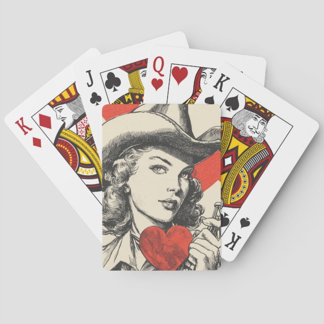 Vintage Cowgirl Playing Cards (Back)