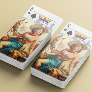 Vintage Cowgirl Playing Cards