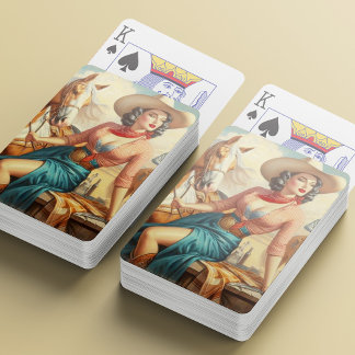 Vintage Cowgirl Playing Cards
