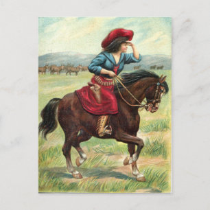 Vintage Cowgirl Postcard