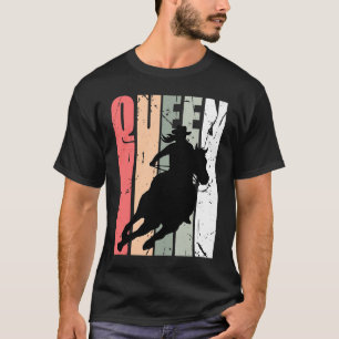 Vintage Cowgirl Queen Rodeo Women Barrel Racer Bir T-Shirt