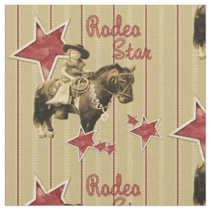 Vintage Cowgirl Rodeo Star Western Fabric