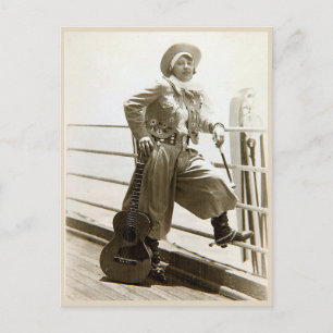 Vintage Cowgirl with Guitar Photo Postcard