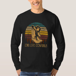 Vintage Cowgirls Boots Rodeo Western Long Live H T-Shirt