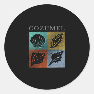 Vintage Cozumel Mexico Colorful Beach Vacation Sou Classic Round Sticker