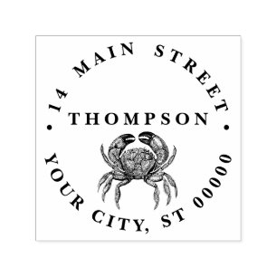 Vintage Crab #1 Drawing Name Return Address Self-inking Stamp